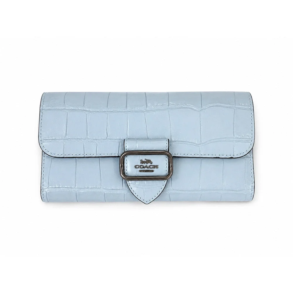 Coach Nina CL654 Blue Croc Embossed Leather Tote Wallet Set